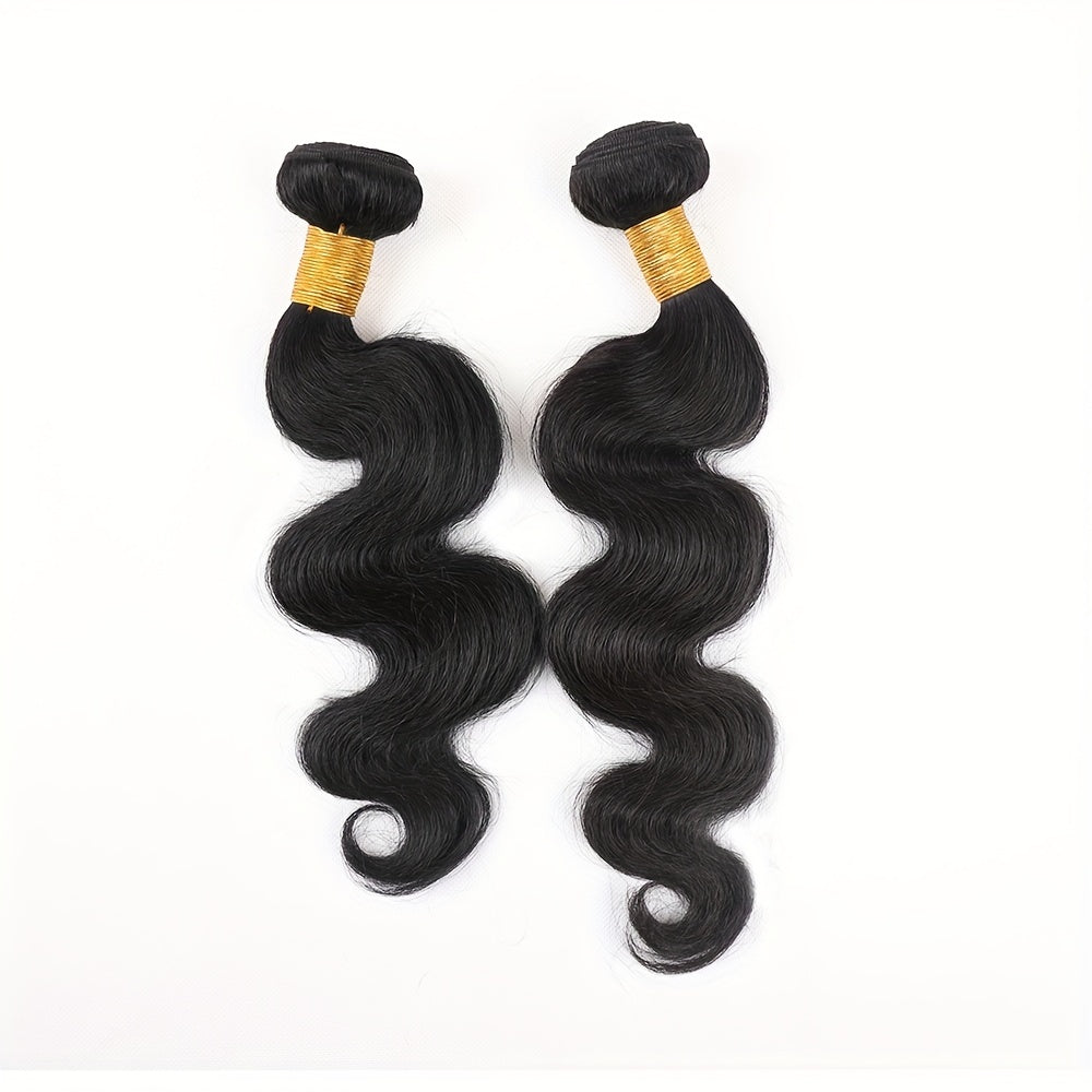 15A Grade 100% Unprocessed Brazilian Virgin Hair Body Wave Human Hair Bundles - 2pieces Full And Thick Natural Black Salon Quality Raw Hair Extensions For Women