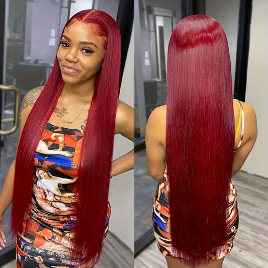 Hair Sophisticated 99J Burgundy Lace Front Wig – 13x4 HD Transparent Lace, 200% Density, Pre-Plucked with Baby Hair, Glueless Human Hair Wig, Available in 22-34 Inches