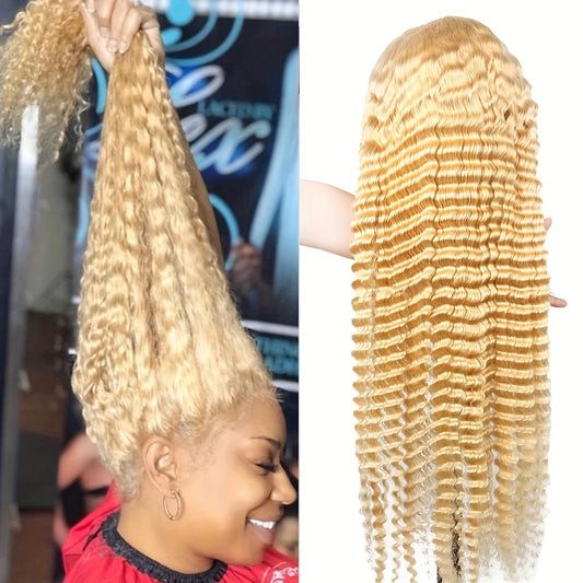 Hair Sophisticated 613 Blonde Deep Wave Lace Front Wig – 13x4 HD Transparent Human Hair Wig, Pre-Plucked with Baby Hair, 180% Density, 20-24 Inches, Natural Look for Women
