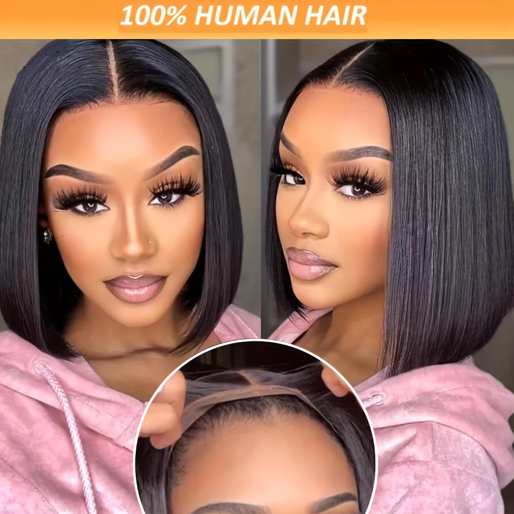Hair Sophisticated 250% Density Bob Wig โ 13x4 HD Lace Front, Brazilian Remy Human Hair, Pre-Plucked with Baby Hair, Natural Black, Glueless & Invisible Lace Frontal Wig for Women