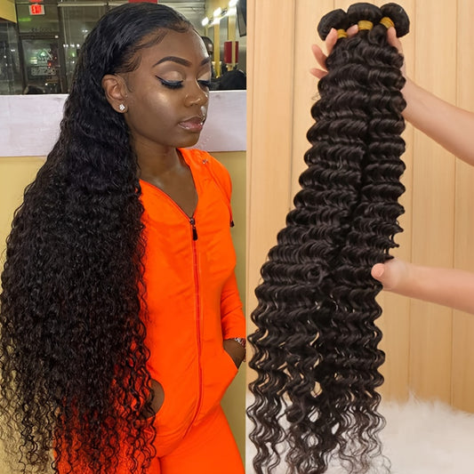 Hair Sophisticated™ – Deep Ocean 3-Bundle Set 12A Brazilian Virgin Deep Wave Hair | 100% Unprocessed | Wet & Wavy Look