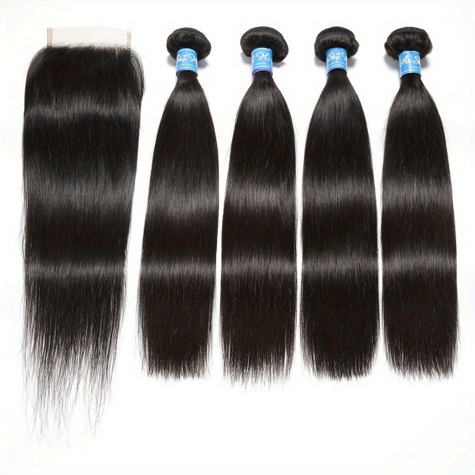 Hair Sophisticated™ – Sleek Luxe 3-Bundle Set with 5x5 Lace Closure