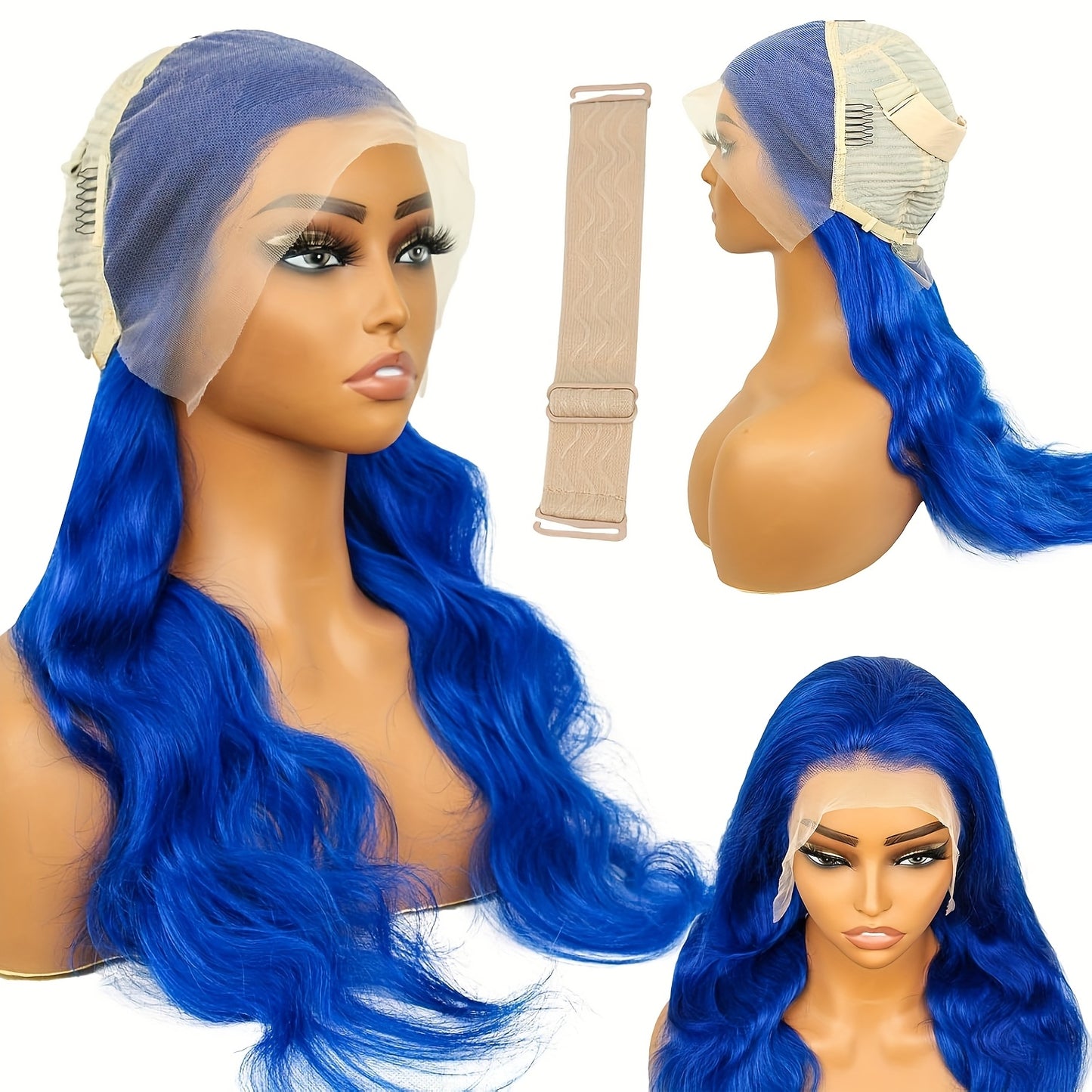 Hair Sophisticated Blue Body Wave Lace Front Wig – 13x4 HD Lace, 100% Human Hair, Pre-Plucked, Glueless, 12A Grade, 180% Density, Vibrant Colored Wig for Women
