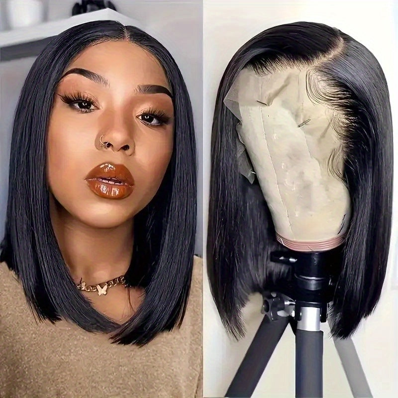 Hair Sophisticated Elegant Straight Bob Wig – 13x4 HD Transparent Lace Front, Glueless Brazilian Human Hair, 200% Density, Pre-Plucked Short Wig with Baby Hair