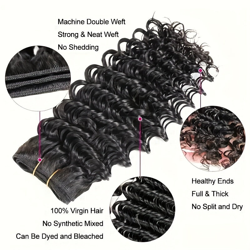 Hair Sophisticated™ – Deep Ocean 3-Bundle Set 12A Brazilian Virgin Deep Wave Hair | 100% Unprocessed | Wet & Wavy Look