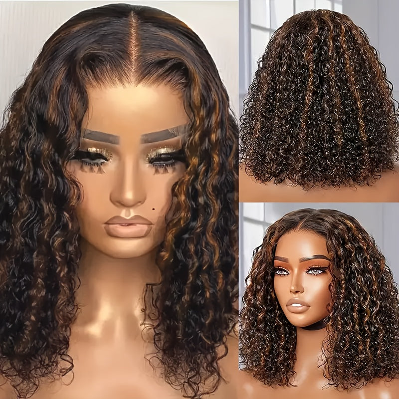 Highlight Lace Front Wig Human Hair 1B/30 Black And Brown Deep Wave Wigs Glueless Wigs Human Hair Pre Cut 13x4 HD Lace Frontal Wig Human Hair Pre Plucked with Baby Hair 200% Density human hair bundles