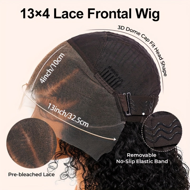 Alipearl Hair 13x4 Lace Front Braided Wig - Half-Cornrows Half-Deep Curly Human Hair, 180% Density, Natural Black with Twisted Braiding Design, Elegant Style for Women