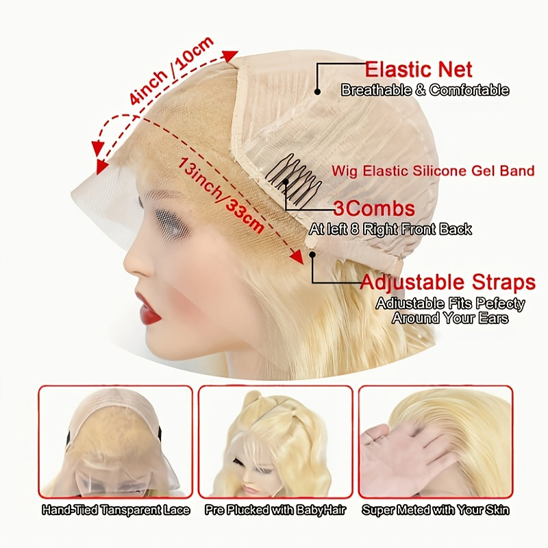 Hair Sophisticated 613 Blonde Lace Front Wig โ 13x4 HD Transparent, 200% Density, Pre-Plucked with Baby Hair, Straight Human Hair Wig, Perfect for Mother's Day & Special Occasions