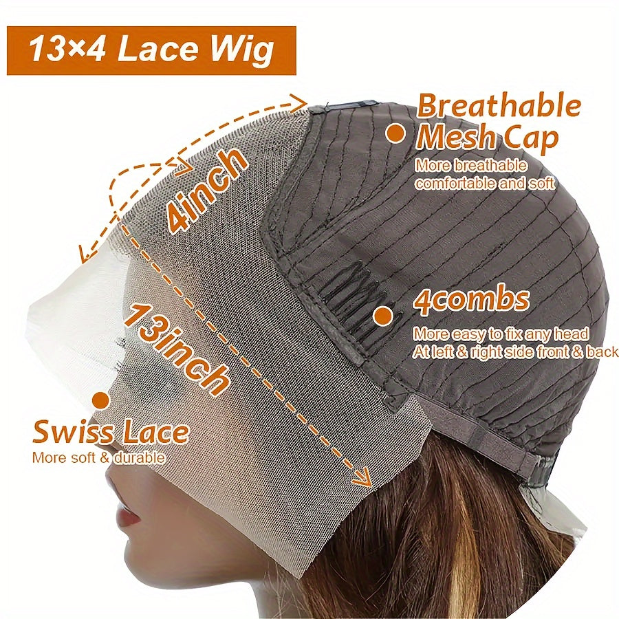 Hair Sophisticated P4/27 Highlight Straight Wig โ 13x4 HD Transparent Lace Front, Brazilian Human Hair, 180% Density, Pre-Plucked Natural Hairline
