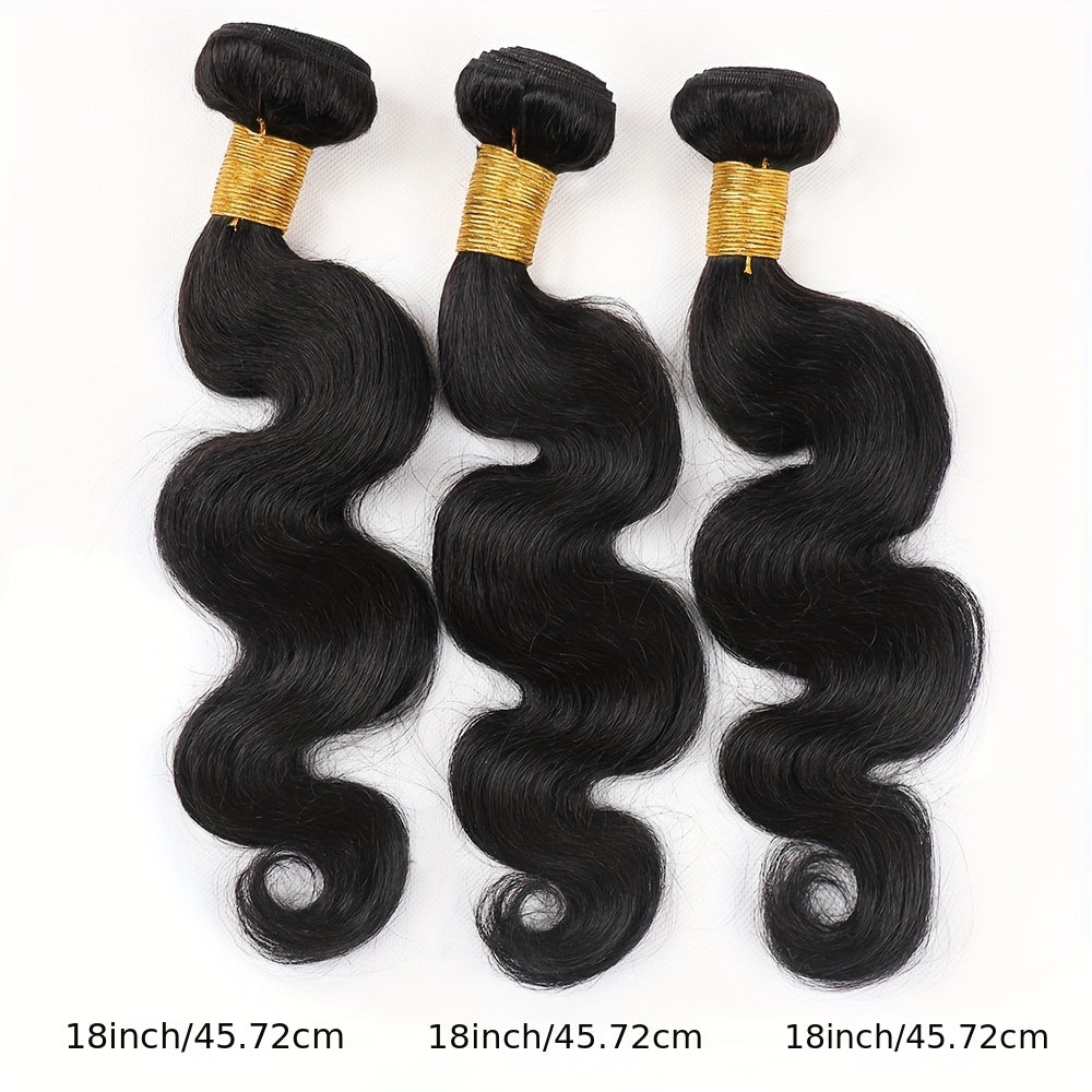 15A Grade 100% Unprocessed Brazilian Virgin Hair Body Wave Human Hair Bundles - 2pieces Full And Thick Natural Black Salon Quality Raw Hair Extensions For Women