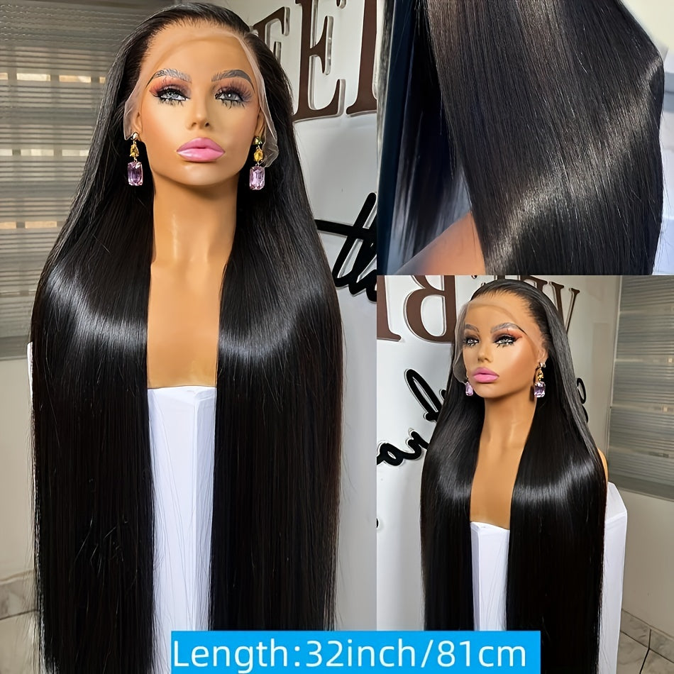 Hair Sophisticated Natural Straight Wig – 13x4 HD Lace Front Human Hair Wig, 200% Density, Bye Bye Knots, Pre-Plucked & Pre-Cut Glueless Wig for Black Women