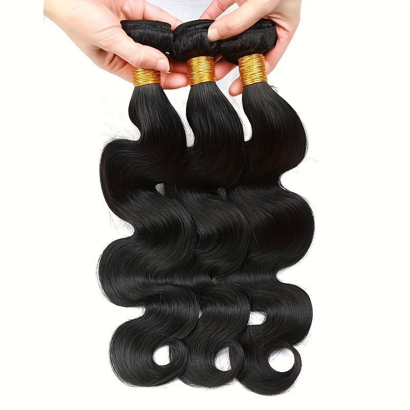 15A Grade 100% Unprocessed Brazilian Virgin Hair Body Wave Human Hair Bundles - 2pieces Full And Thick Natural Black Salon Quality Raw Hair Extensions For Women