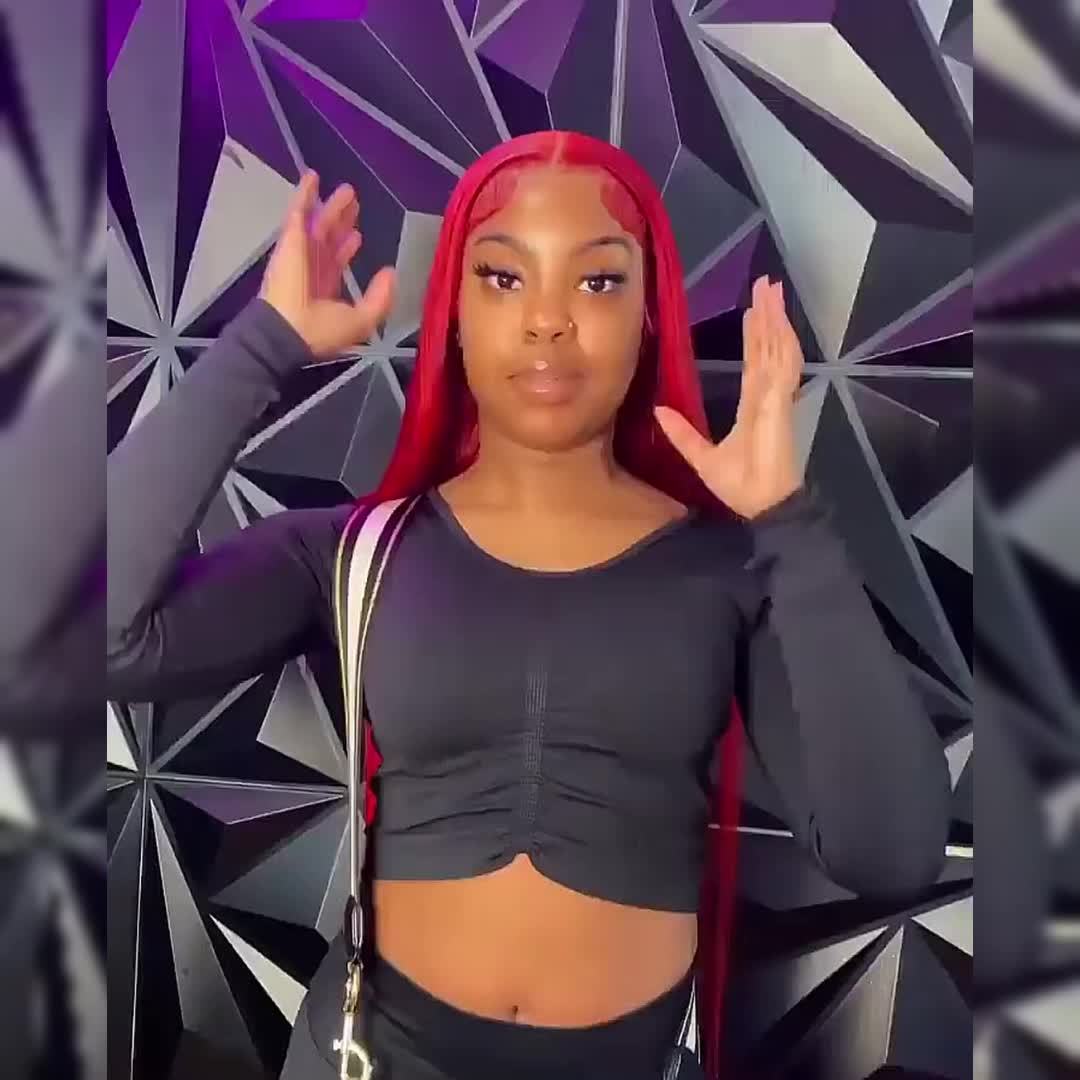 Hair Sophisticated Red Lace Front Wig – 13x4 HD Transparent Straight Human Hair Wig, 200% Density, Glueless, Pre-Plucked with Baby Hair, Bold & Elegant Look for Women