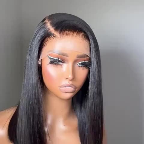 Hair Sophisticated Elegant Straight Bob Wig – 13x4 HD Transparent Lace Front, Glueless Brazilian Human Hair, 200% Density, Pre-Plucked Short Wig with Baby Hair