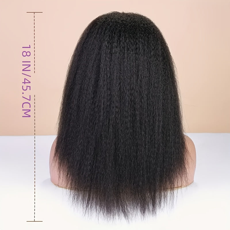 Hair Sophisticated Yaki Straight Glueless Lace Front Wig – 13x4 HD Lace, 200% Density Human Hair Wig for Women, Pre-Plucked & Ready-to-Wear, Beginner-Friendly Natural Look