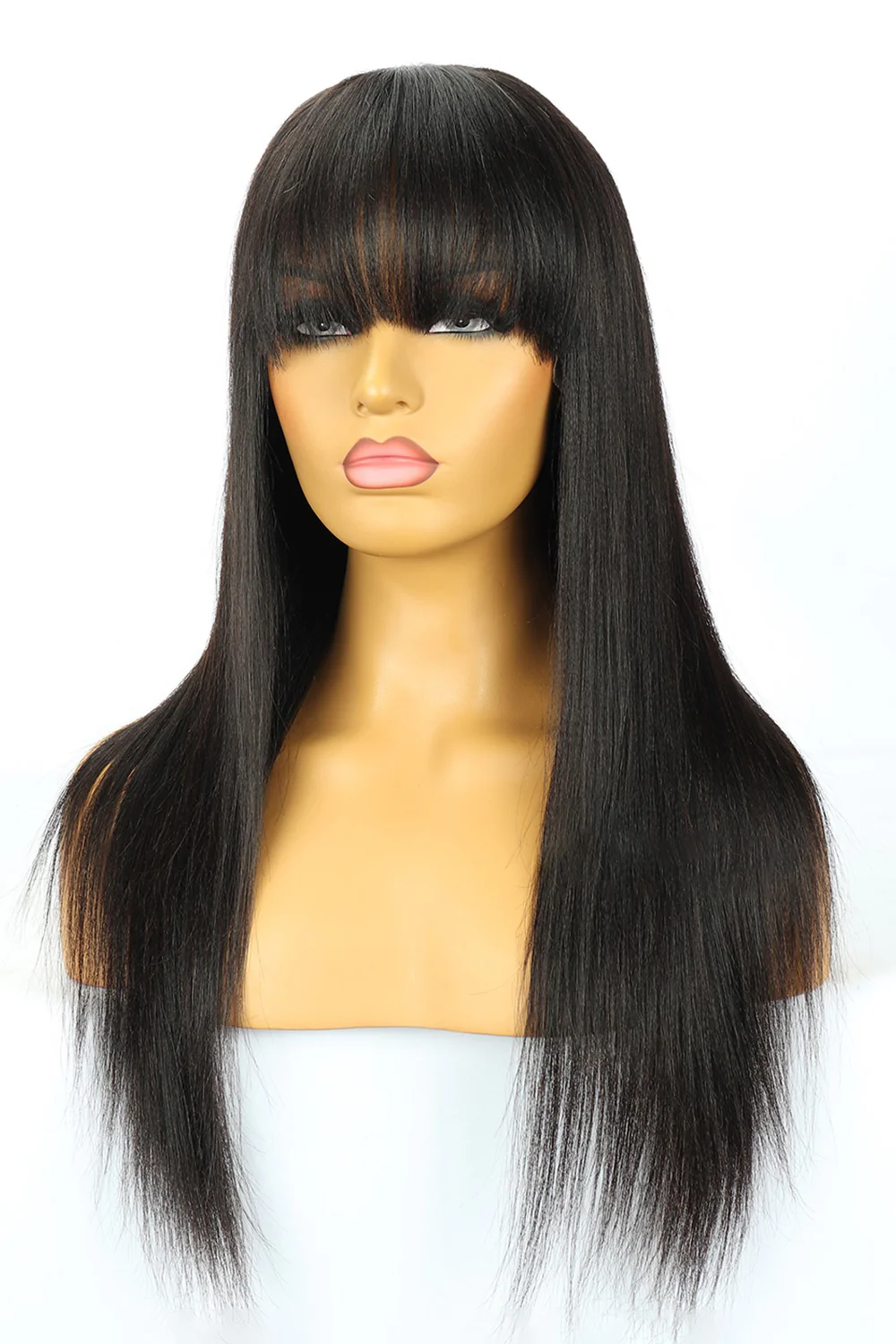 360 Lace Straight Wigs with Bangs 3602