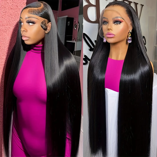 Hair Sophisticated Natural Straight Wig – 13x4 HD Lace Front Human Hair Wig, 200% Density, Bye Bye Knots, Pre-Plucked &amp; Pre-Cut Glueless Wig for Black Women