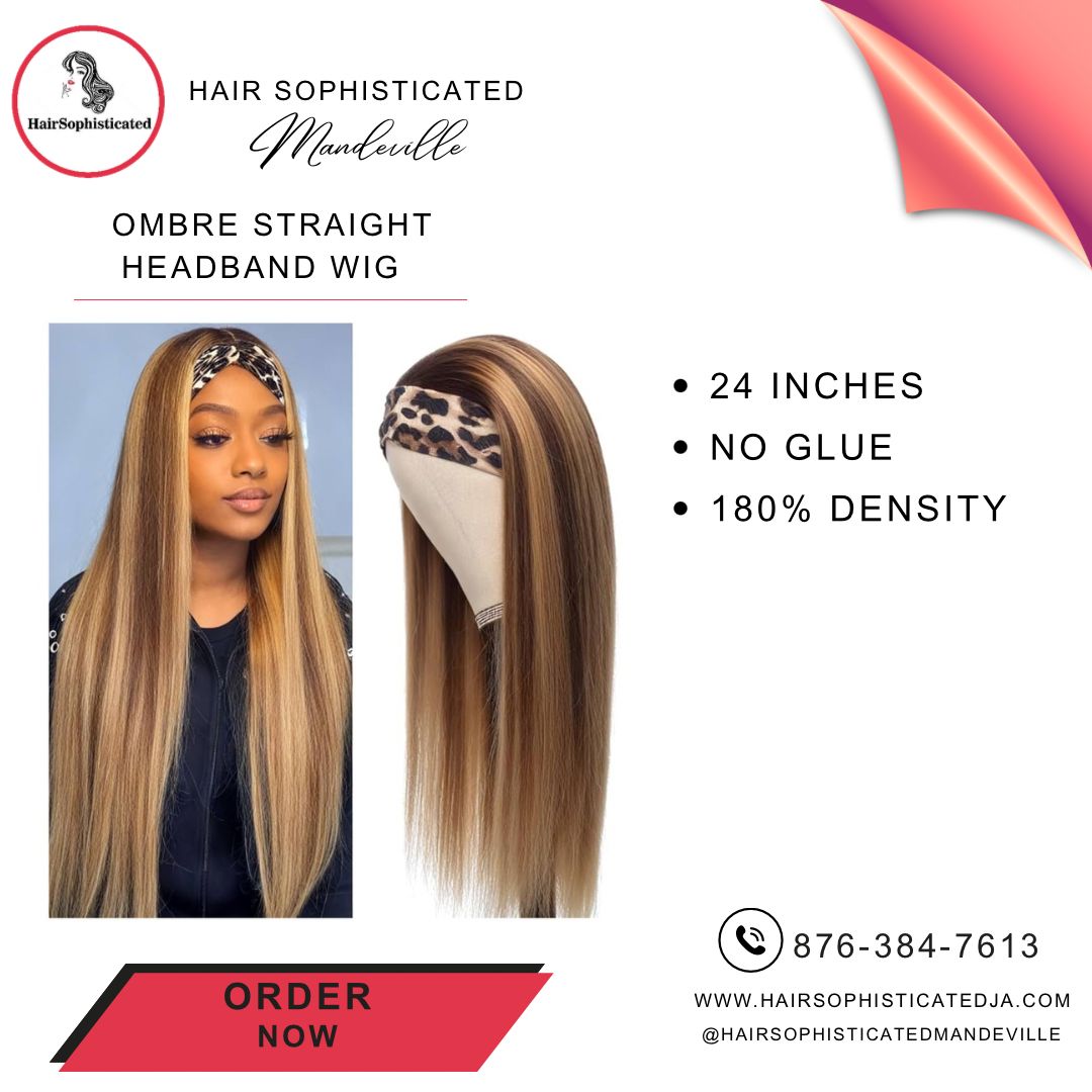 Ombre straight headband wig