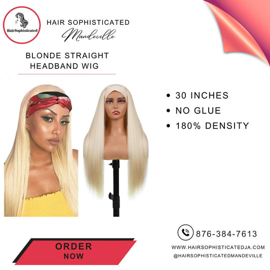 Blonde straight headband wig