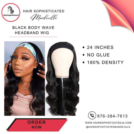 Black body wave headband wig