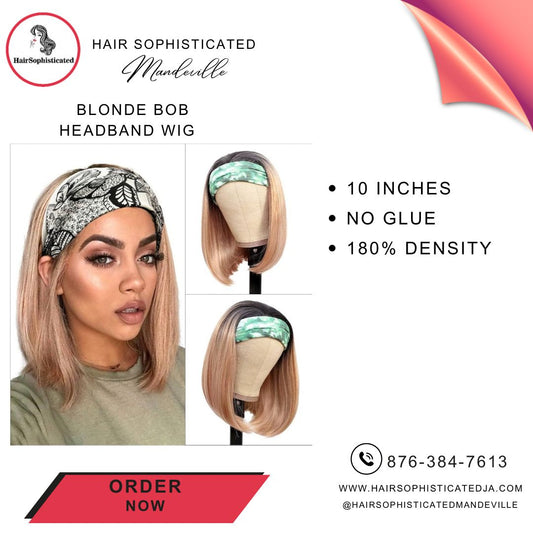 Blonde bob headband wig