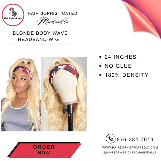 Blonde body wave headband wig