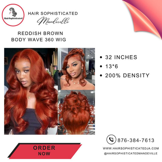 Reddish brown body wave 360 wig