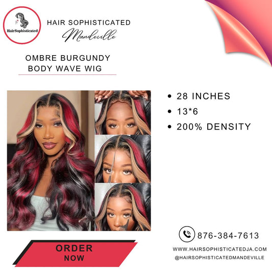 Ombre burgundy body wave wig