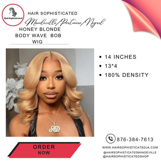 Honey blonde body wave bob wig