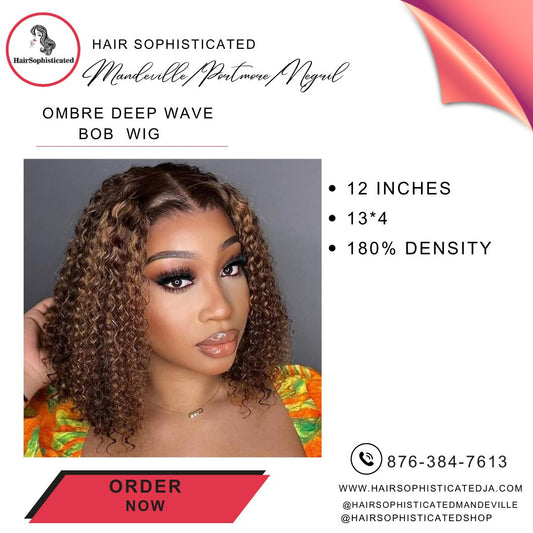 Ombre deep wave bob wig