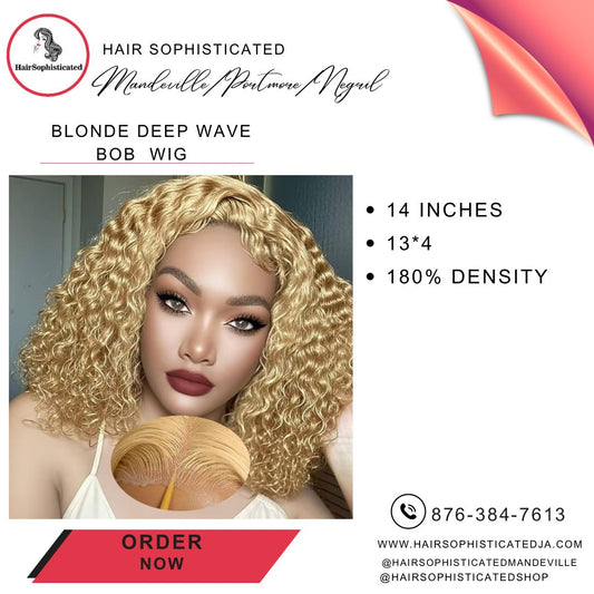 Blonde deep wave bob wig