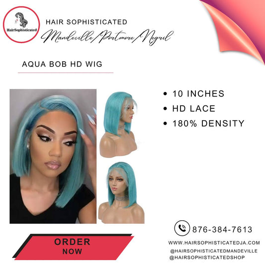 Aqua bob HD wig