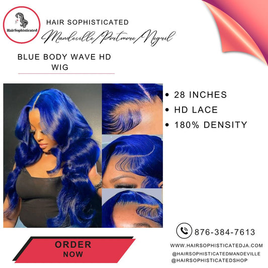 Blue wave HD wig