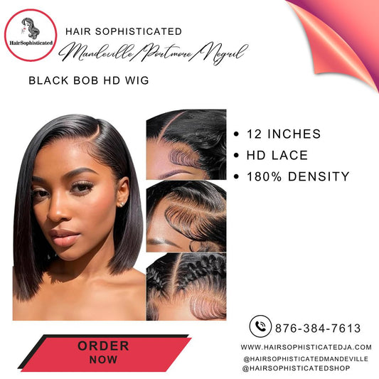 Black bob HD wig