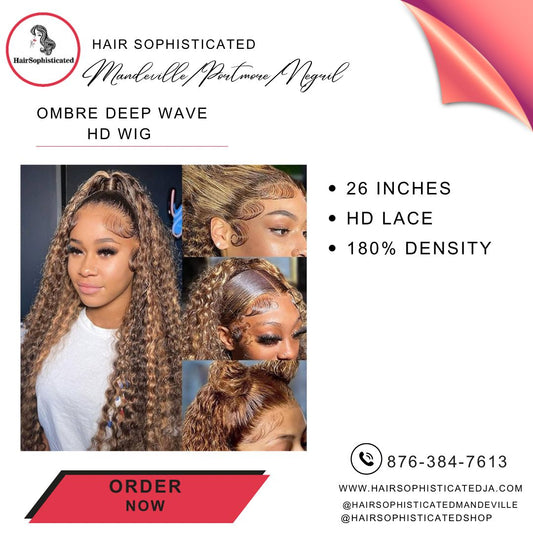 Ombre deep wave HD wig