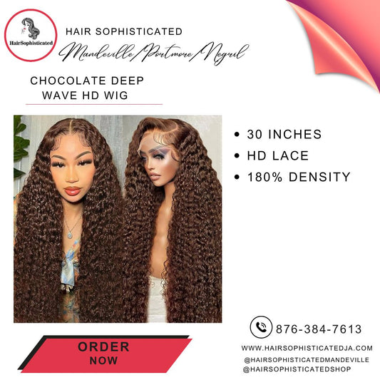Chocolate deep wave HD wig