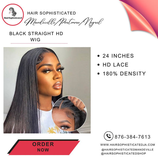 Black straight HD wig