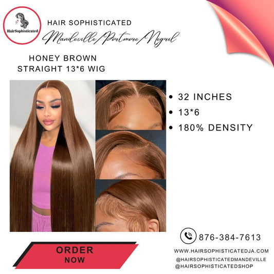 Honey brown straight 13*6 wig