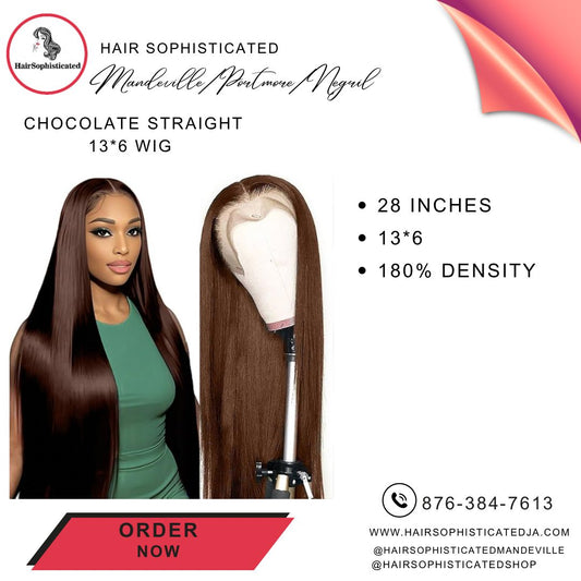 Chocolate straight 13*6 wig