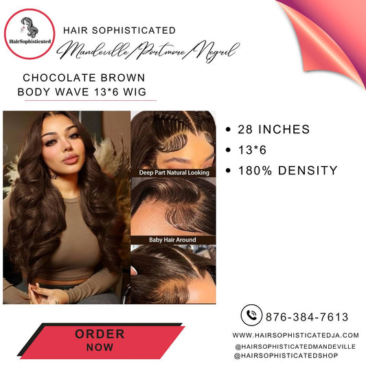 Chocolate brown body wave 13*6 wig