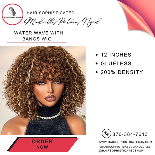Water wave with bangs wig