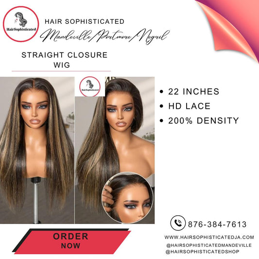 Straight closure wig