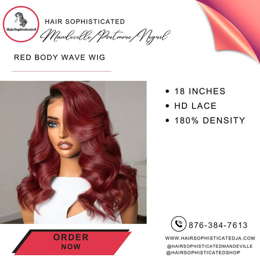 Red body wave wig
