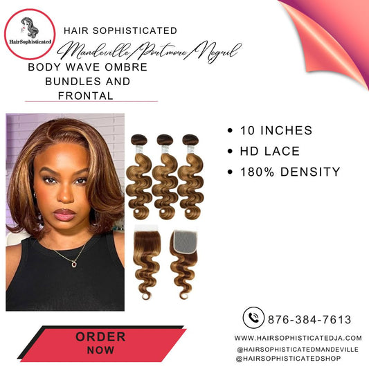 Body wave ombre bundles and frontal wig