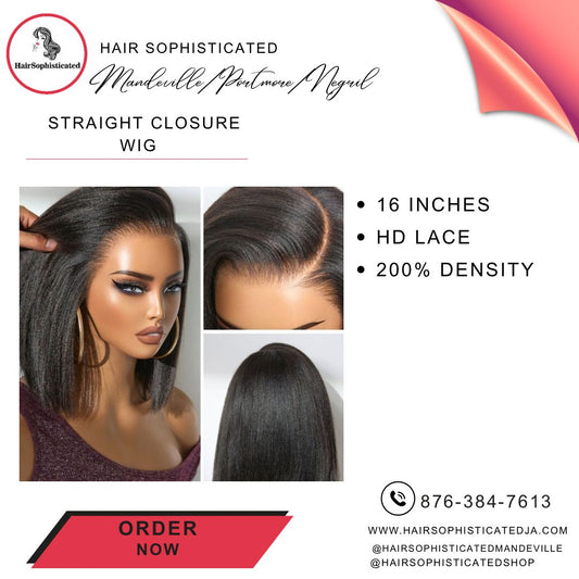 Straight closure wig