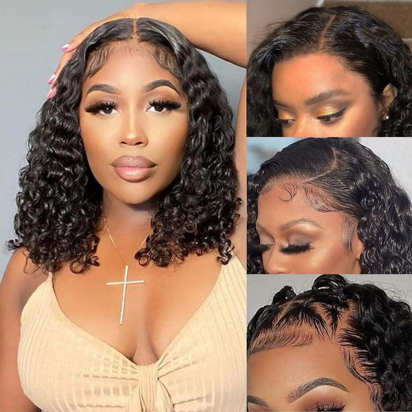 Hair Sophisticated All-Day Comfort™ Wig Deep Wave Glueless Minimalist HD Lace Human Hair Curly Wig Pre-Cut Lace